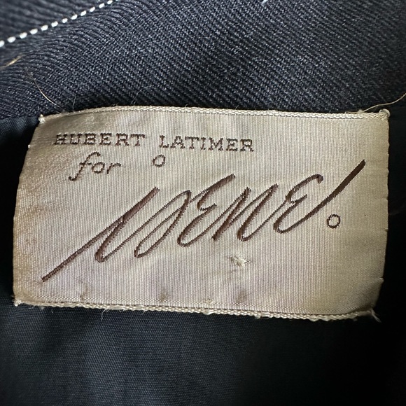 Vintage Hubert Latimer for Irene 1960's Tailored Pinstriped Suit Dress Wool Navy - Picture 9 of 10